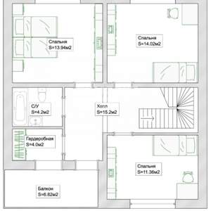 Дом 145м&sup2;, 2-этажный, участок 10 сот.  