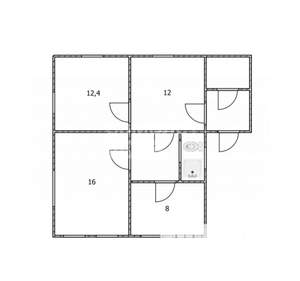 Дом 58м&sup2;, 1-этажный, участок 6 сот.  