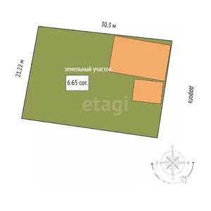 Дом 41м², 1-этажный, участок 7 сот.  