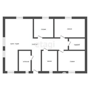 Дом 105м&sup2;, 1-этажный, участок 16 сот.  