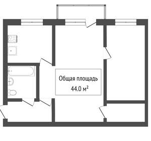 2-к квартира, на длительный срок, 54м2, 4/5 этаж