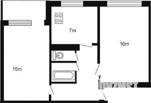 2-к квартира, на длительный срок, 45м2, 5/5 этаж