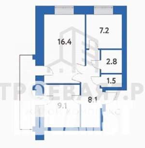 2-к квартира, на длительный срок, 46м2, 6/10 этаж