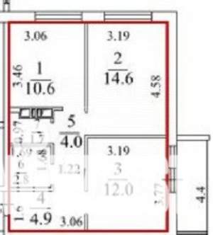 2-к квартира, на длительный срок, 51м2, 4/16 этаж