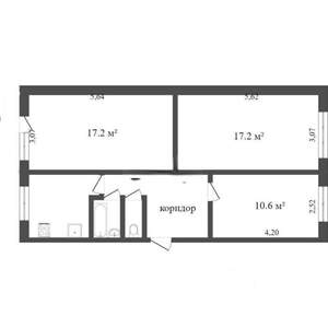 3-к квартира, на длительный срок, 60м2, 5/5 этаж