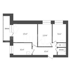 3-к квартира, на длительный срок, 61м2, 2/9 этаж