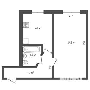 1-к квартира, на длительный срок, 30м2, 2/9 этаж