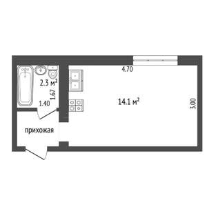 1-к квартира, на длительный срок, 18м2, 2/3 этаж