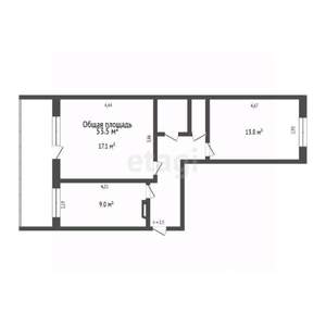 2-к квартира, вторичка, 54м2, 4/5 этаж