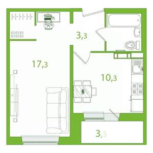 1-к квартира, вторичка, 39м2, 10/10 этаж