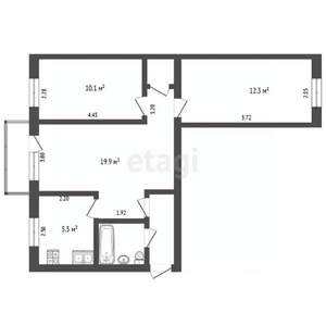 3-к квартира, вторичка, 56м2, 3/5 этаж