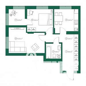 2-к квартира, строящийся дом, 58м2, 9/9 этаж