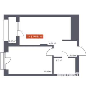 1-к квартира, вторичка, 41м2, 9/10 этаж
