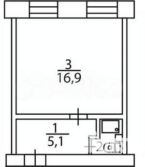 1-к квартира, вторичка, 24м2, 4/5 этаж