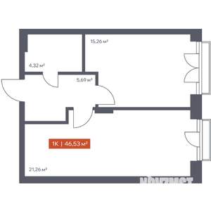 1-к квартира, вторичка, 47м2, 9/10 этаж