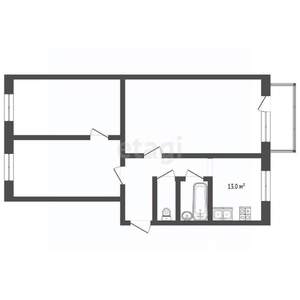 3-к квартира, вторичка, 61м2, 2/5 этаж