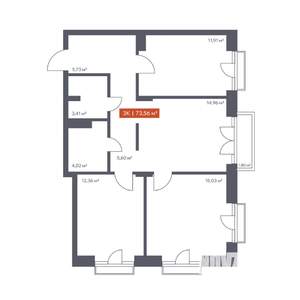 3-к квартира, строящийся дом, 74м2, 8/30 этаж