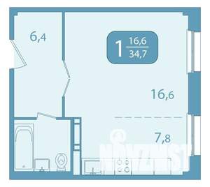 1-к квартира, вторичка, 35м2, 4/17 этаж