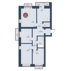 4-к квартира, вторичка, 103м2, 6/7 этаж