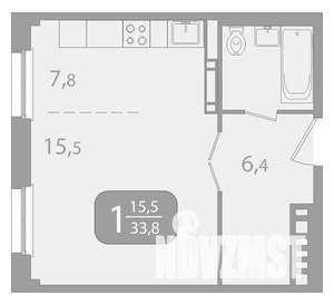 1-к квартира, вторичка, 34м2, 13/17 этаж