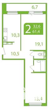 2-к квартира, вторичка, 58м2, 10/10 этаж