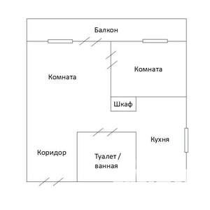 2-к квартира, вторичка, 41м2, 7/9 этаж