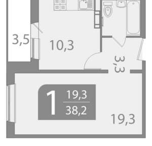 1-к квартира, вторичка, 38м2, 2/10 этаж