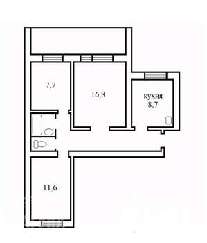 3-к квартира, вторичка, 59м2, 9/9 этаж