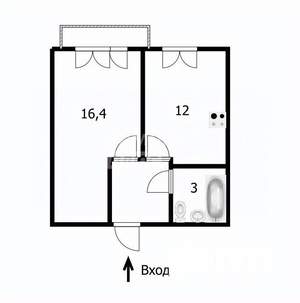 1-к квартира, вторичка, 36м2, 2/3 этаж