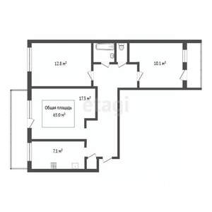 3-к квартира, вторичка, 65м2, 9/9 этаж