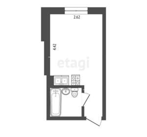 Студия квартира, вторичка, 17м2, 1/2 этаж