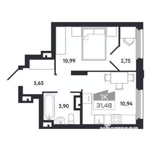 1-к квартира, вторичка, 31м2, 9/26 этаж