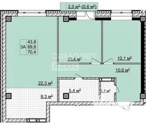 3-к квартира, вторичка, 70м2, 12/18 этаж