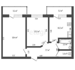 2-к квартира, вторичка, 54м2, 5/10 этаж