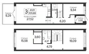 3-к квартира, вторичка, 106м2, 1/23 этаж
