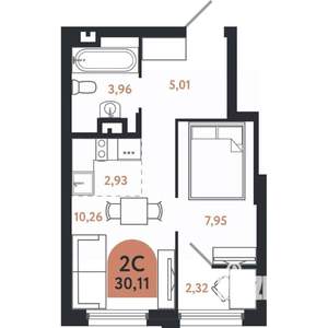 2-к квартира, вторичка, 30м2, 8/26 этаж