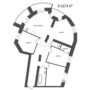 4-к квартира, вторичка, 167м2, 9/14 этаж