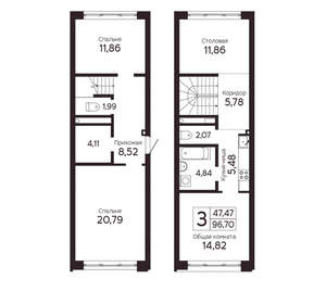3-к квартира, вторичка, 97м2, 3/23 этаж