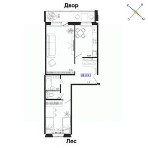 2-к квартира, вторичка, 64м2, 3/17 этаж
