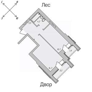 1-к квартира, строящийся дом, 37м2, 5/9 этаж