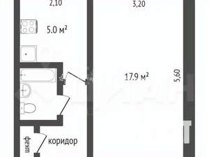 1-к квартира, вторичка, 30м2, 5/5 этаж