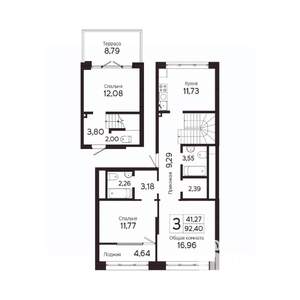 3-к квартира, вторичка, 92м2, 1/23 этаж