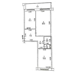 3-к квартира, вторичка, 59м2, 14/14 этаж