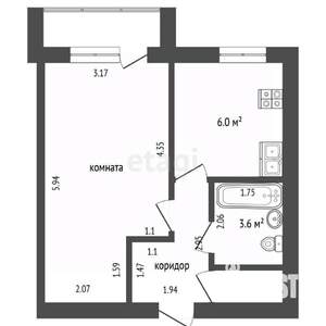 1-к квартира, вторичка, 34м2, 3/5 этаж