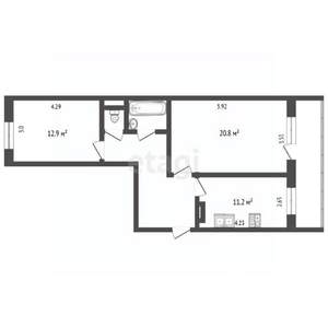 2-к квартира, вторичка, 60м2, 10/10 этаж