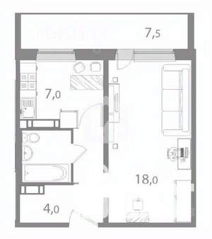 1-к квартира, вторичка, 39м2, 10/10 этаж