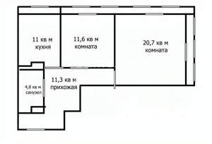 2-к квартира, вторичка, 57м2, 14/16 этаж