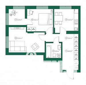 2-к квартира, строящийся дом, 58м2, 5/9 этаж