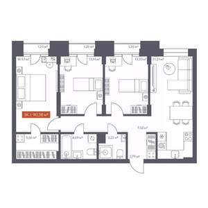 3-к квартира, вторичка, 90м2, 5/30 этаж