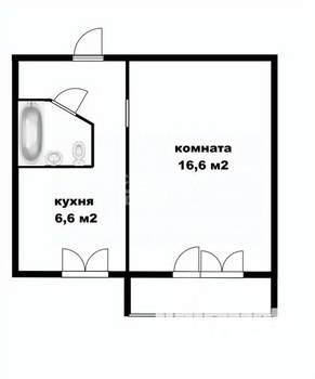 1-к квартира, вторичка, 30м2, 5/5 этаж